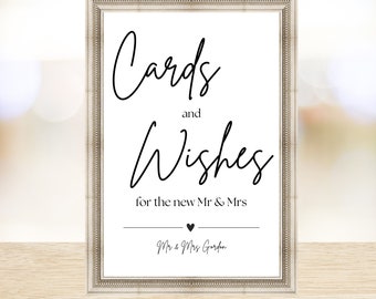 Cards and Wishes – Printed Wedding Sign in A6, A5 or A4 | Hammered White Card | Elegant Ceremony Décor | Ready to Display