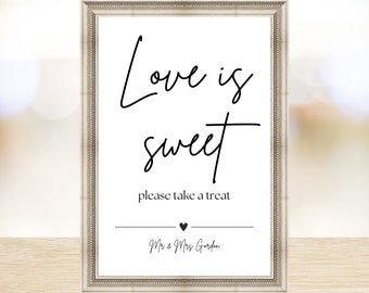Love is Sweet – Printed Wedding Sign in A6, A5 or A4 | Hammered White Card | Elegant Ceremony Décor | Ready to Display