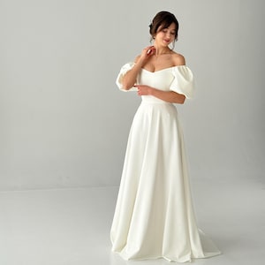 Simple Modest Wedding Dress, Off The Shoulder Boho Wedding Dress, Fairy Wedding Dress, Elopement Dress, Fantasy Wedding Dress