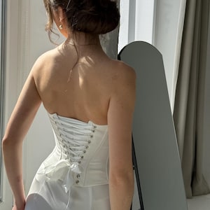 Renfaire corset, two piece wedding dress, bridal corset with satin skirt, modest simple wedding dress , reception dress, civil wedding dress
