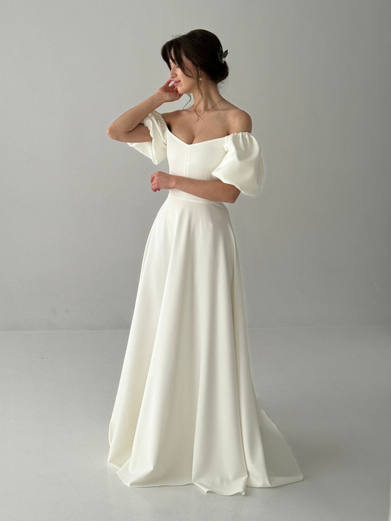 Off The Shoulders Boho Wedding Dress, Simple Modest Wedding Dress, Fairy Wedding Dress, Elopement Dress, Fantasy Corset Wedding Dress