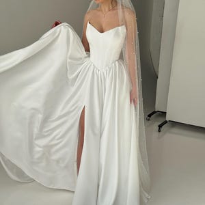 Corset Wedding Dress, Fairy Wedding Dress, A-line Modest Wedding Dress, V-waistline Boho Wedding Dress, Off The Shoulder Wedding Dress image 12