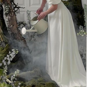 Off-Shoulder Boho Wedding Dress: Cream Cotton Blend, Elegant Elopement Gown image 20