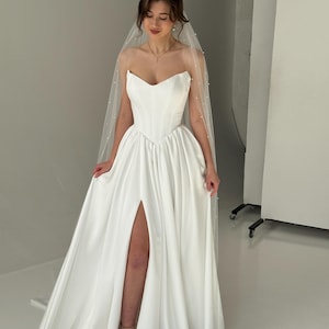 Corset Wedding Dress, Fairy Wedding Dress, A-line Modest Wedding Dress, V-waistline Boho Wedding Dress, Off The Shoulder Wedding Dress image 11