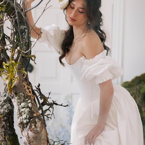 Provence Wedding Dress, Renaissance Wedding Dress, Low Waist Corset Wedding Dress, Fairy Princess Wedding Dress, Victorian Wedding Dress