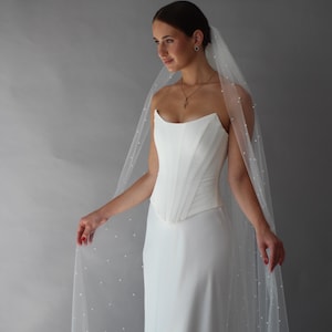 Pearl Bridal Cathedral Wedding Veil: Custom Wedding Hair Accessories, Chapel or Short Length