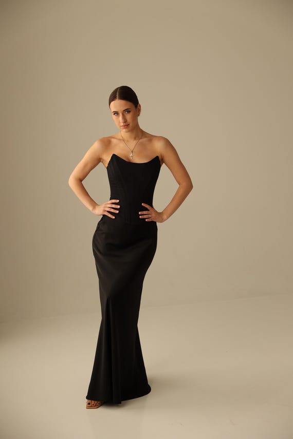 black and gold wedding bridesmaid dresses Formal Black and Gold Bridal Party