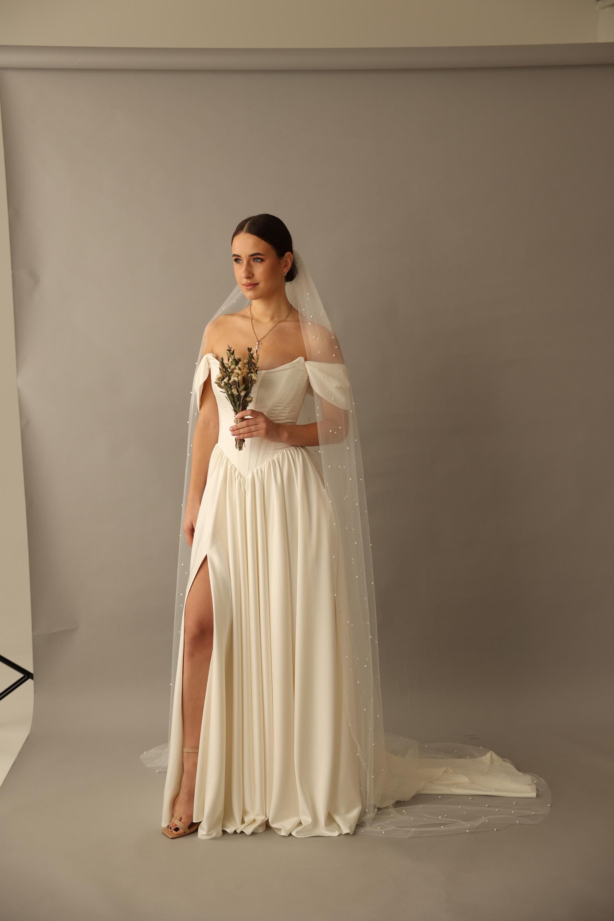 V Waist Satin Corset Gown