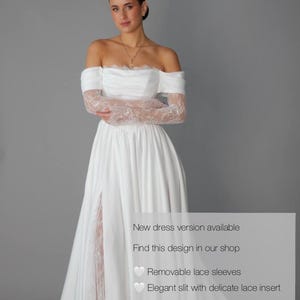 Fairy Wedding Dress, Basque Waist Wedding Dress, Modest Midi Wedding Dress, Simple Corset Wedding Dress, Tea Length Fantasy Wedding Dress image 7