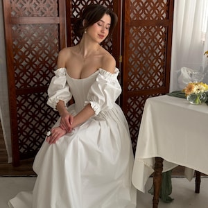 Renaissance Wedding Dress, Boho Wedding Dress, Low Waist Corset Wedding Dress, Fairy Princess Wedding Dress, Victorian Wedding Dress
