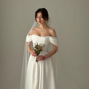 Fairy Wedding Dress, Basque Waist Wedding Dress, Modest Midi Wedding Dress, Simple Corset Wedding Dress, Tea Length Fantasy Wedding Dress