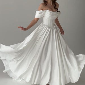 Fairy Wedding Dress, Basque Waist Wedding Dress, Modest Midi Wedding Dress, Simple Corset Wedding Dress, Tea Length Fantasy Wedding Dress image 16