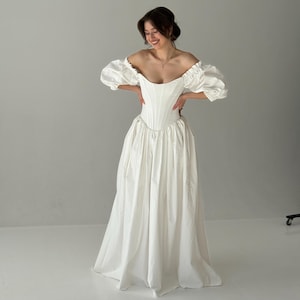 Renaissance Cotton Corset Wedding Dress: Low Waist Fairy Princess - Etsy