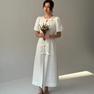 Modest wedding dress, simple courthouse wedding dress, midi wedding dress, cotton tea length wedding, second wedding dress