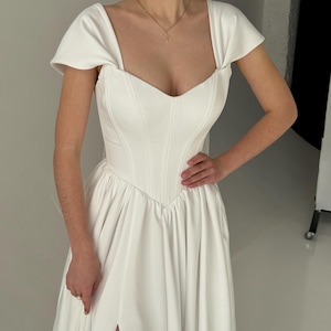 Corset Wedding Dress, Fairy Wedding Dress, A-line Modest Wedding Dress, V-waistline Boho Wedding Dress, Off The Shoulder Wedding Dress image 10