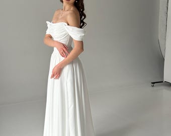 Fee Brautkleid, baskische Taille Brautkleid, bescheidene Brautkleid, einfache Korsett Brautkleid, Tee Länge Fantasy Brautkleid