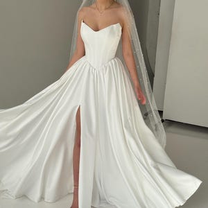 Corset Wedding Dress, Fairy Wedding Dress, A-line Modest Wedding Dress, V-waistline Boho Wedding Dress, Off The Shoulder Wedding Dress image 19