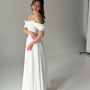 Fairy Wedding Dress, Basque Waist Wedding Dress, Modest Midi Wedding Dress, Simple Corset Wedding Dress, Tea Length Fantasy Wedding Dress image 17