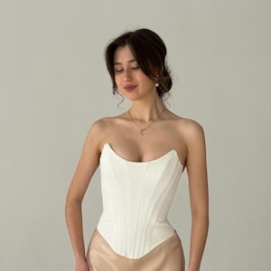 Ren faire corset, modest simple wedding dress, bridal corset, two piece wedding dress, satin skirt, reception dress, civil wedding dress