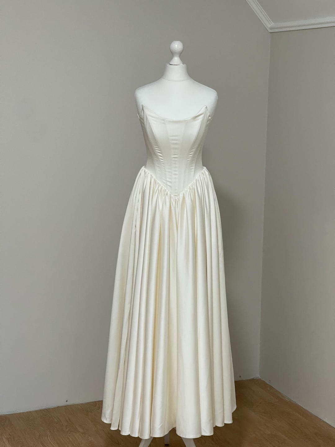 Corset Satin Wedding Dress: V-waist Princess Bridal Gown - Etsy