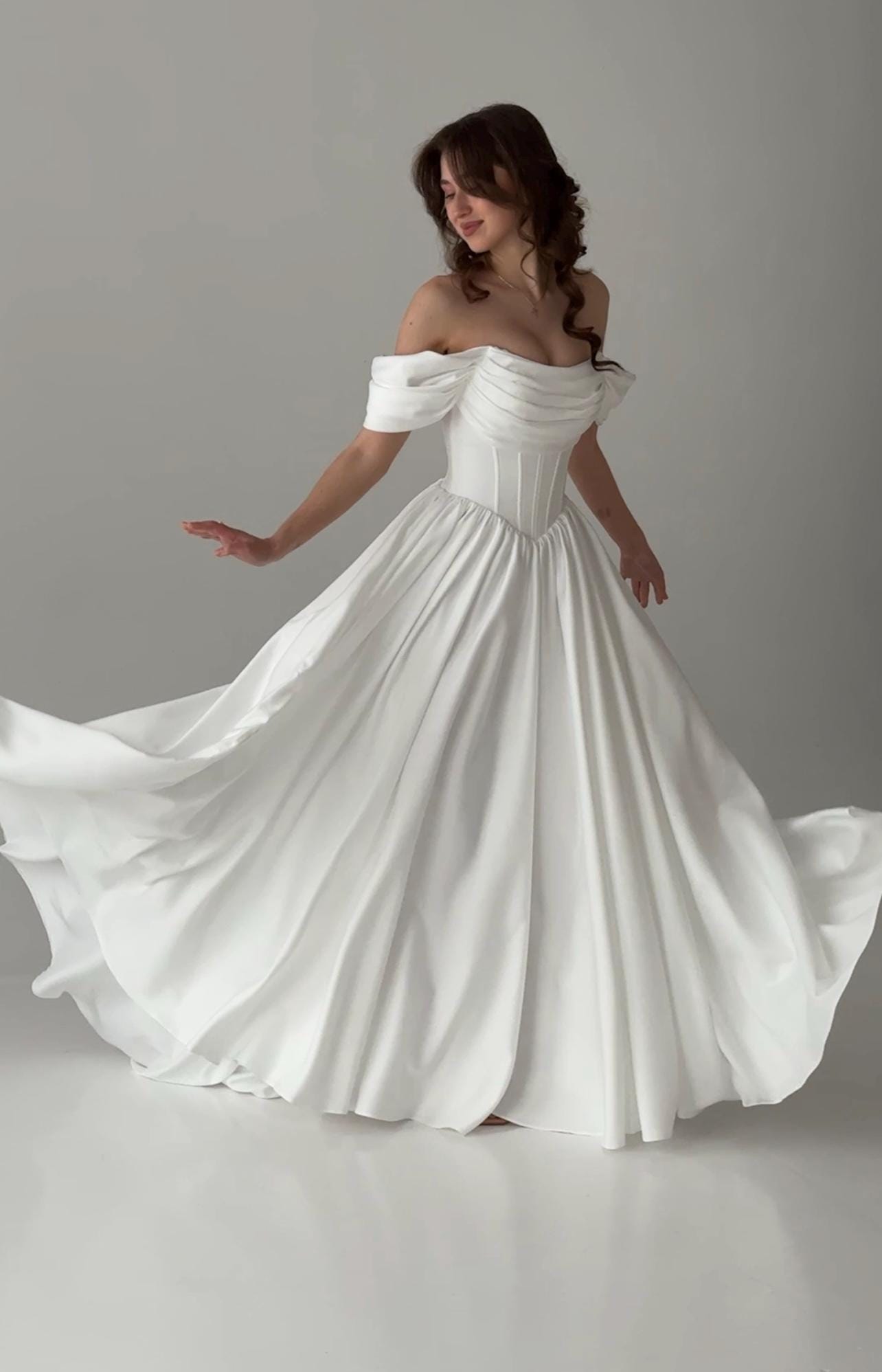 Boho Basque Waist Wedding Dress