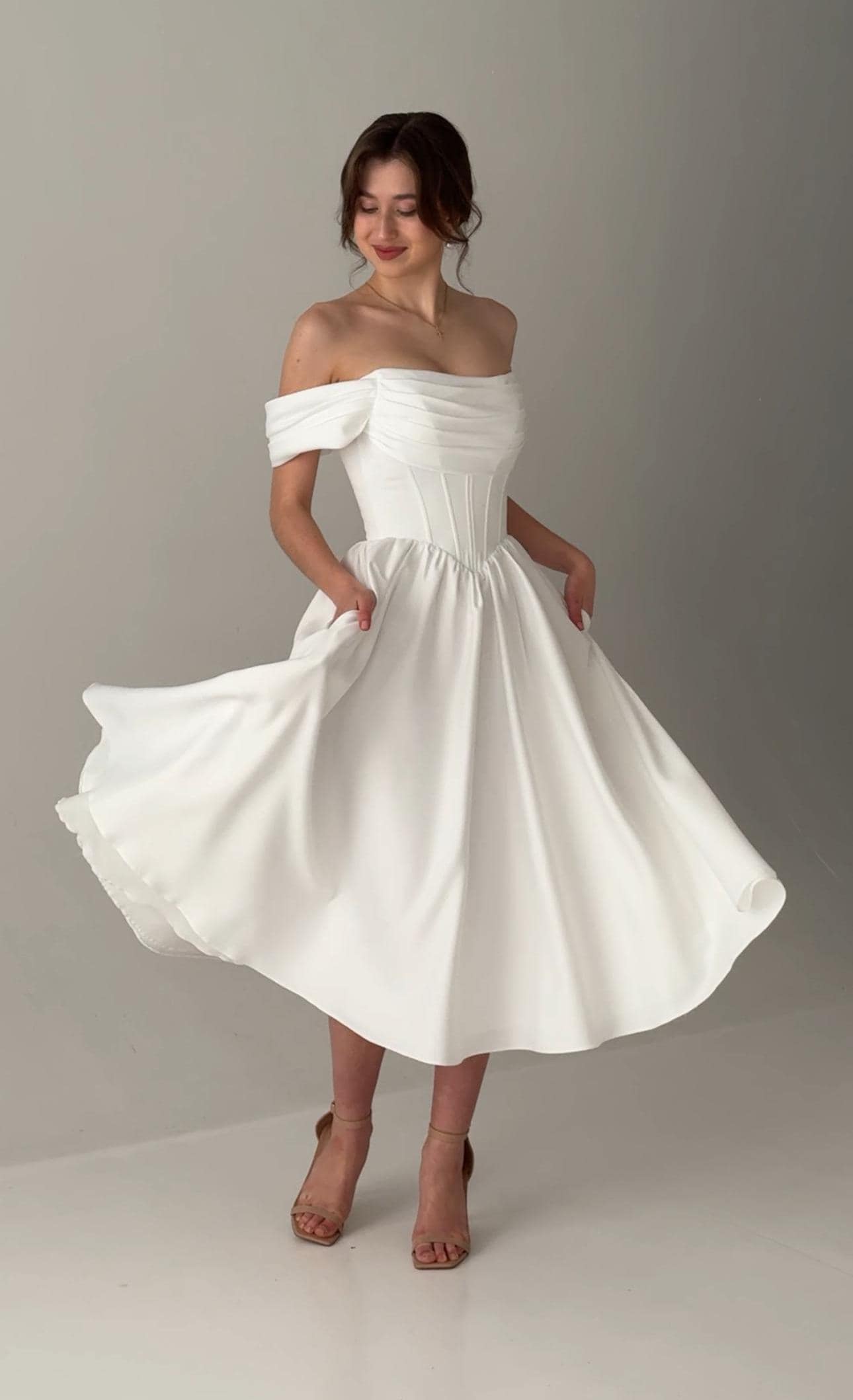 off the shoulder corseted gypsy dress Sunidol Women Corset Mini Fairy Dresses Flowy Beige S Neck with tie 4) 1940's slip Size:Youth - H10 Kay Unger Begonia Ruffled