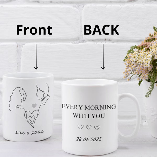 Taza de cerámica personalizada minimalista para parejas