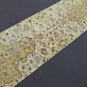 Turkish Patchwork Runner Rugs, 2x10 Handmade Wool Yellow Hallway Rug, 66x293 cm