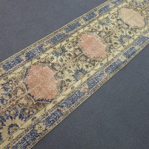 Vintage Turkish Patchwork Runner Rugs, 2x12 Handwoven Hallway Rug, 66x360 cm