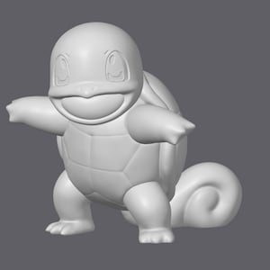May include: A white 3D printed figurine of a smiling turtle with a shell, arms outstretched, and a curled tail.