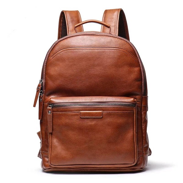 Leather Backpack Men - Leather Rucksack - Laptop backpack - Brown Leather backpack for office - Elegant Leather Backpack - Gift For Him