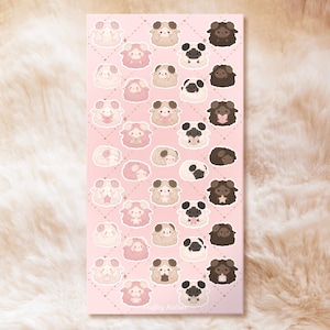 Cosy Fluffy sheep Stickersheet | Bookish stickers with candles stars books sleeping | vinyl stickers for journaling planners stationary