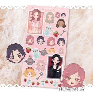 Nana fanart Vinyl Sticker sheet from the manga anime with strawberry glasses Nana girlies like Hachi Misato Reira Junko and Miu
