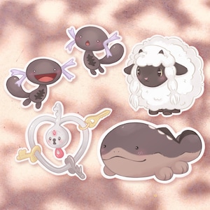 Autocollants Clodsire Wooper Wooloo et Klefki | Adorables autocollants pokemon pour ordinateur portable, bouteilles, journaux ou cadeaux !