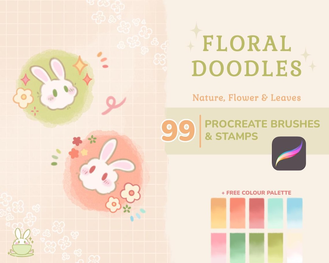 Flora Doodle Digital Procreate Brushes | Nature, Flowers and Leaves ...