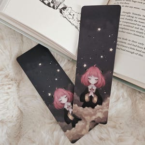 Cute Anya Bookmarks for reading books and manga ! a starry night in the clouds | Spy family fan art | with tassle