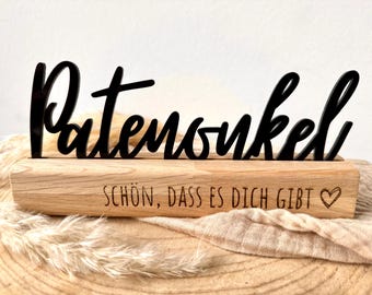 Personaliserter Aufsteller für Patenonkel und Patentante – Liebevolle Geschenkidee aus Holz & Acryl
