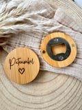 Magnetic bottle opener made of bamboo godfather | godmother - godparents, baptism, godchild, godparent gift, gift idea
