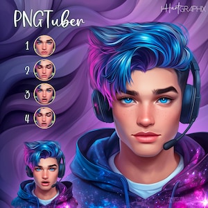 Männlicher Vtuber PNGTuber | Vtuber Modell | zucken | vtuber Guthaben | Digitaler Download | Für Livestreaming, YouTube und Gaming | Männliches Modell | PNG