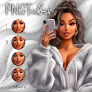 Vrouwelijke vtuber pngTuber | Vtuber-model | spiertrekkingen | vtuber-activa | Digitale download | Voor streaming, YouTube en gaming | vrouwelijk model | png