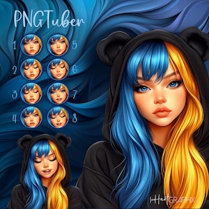 Vrouwelijke vtuber pngTuber | Vtuber-model | spiertrekkingen | vtuber-activa | Digitale download | Voor streaming, YouTube en gaming | Vrouwelijk model | png