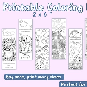 Printable Coloring Bookmarks  |  Bookmarks to Color l  Printable Activity | Instant Download | For Kids and Adults | Personalized Gift Idea