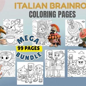 Italian Brainrot Printable Coloring Pages –  99 PAGES, Viral Tiktok Meme Trend, Tralalero Tralala, Tung Sahur,  Instant Download, PDF