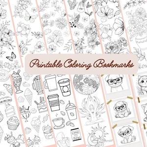 Printable Bookmarks – Set of 12 Assorted Designs, Instant Download PDF PNG, Cute Aesthetic Bookmarks for Readers, Students, Book Lovers