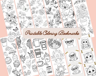 Marcadores para impressão – Conjunto de 12 designs variados, download instantâneo em PDF PNG, marcadores estéticos fofos para leitores, estudantes e amantes de livros