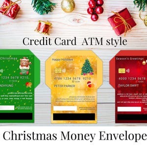 クリスマス マネー封筒 クレジットカード ATM スタイル l Canva テンプレートで編集 l マネー封筒 l 印刷可能な封筒テンプレート l 現金封筒