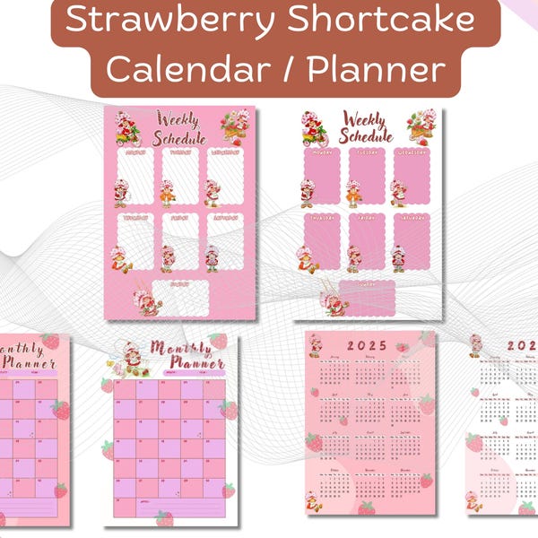 Strawberry Shortcake Monthly Planner Etsy