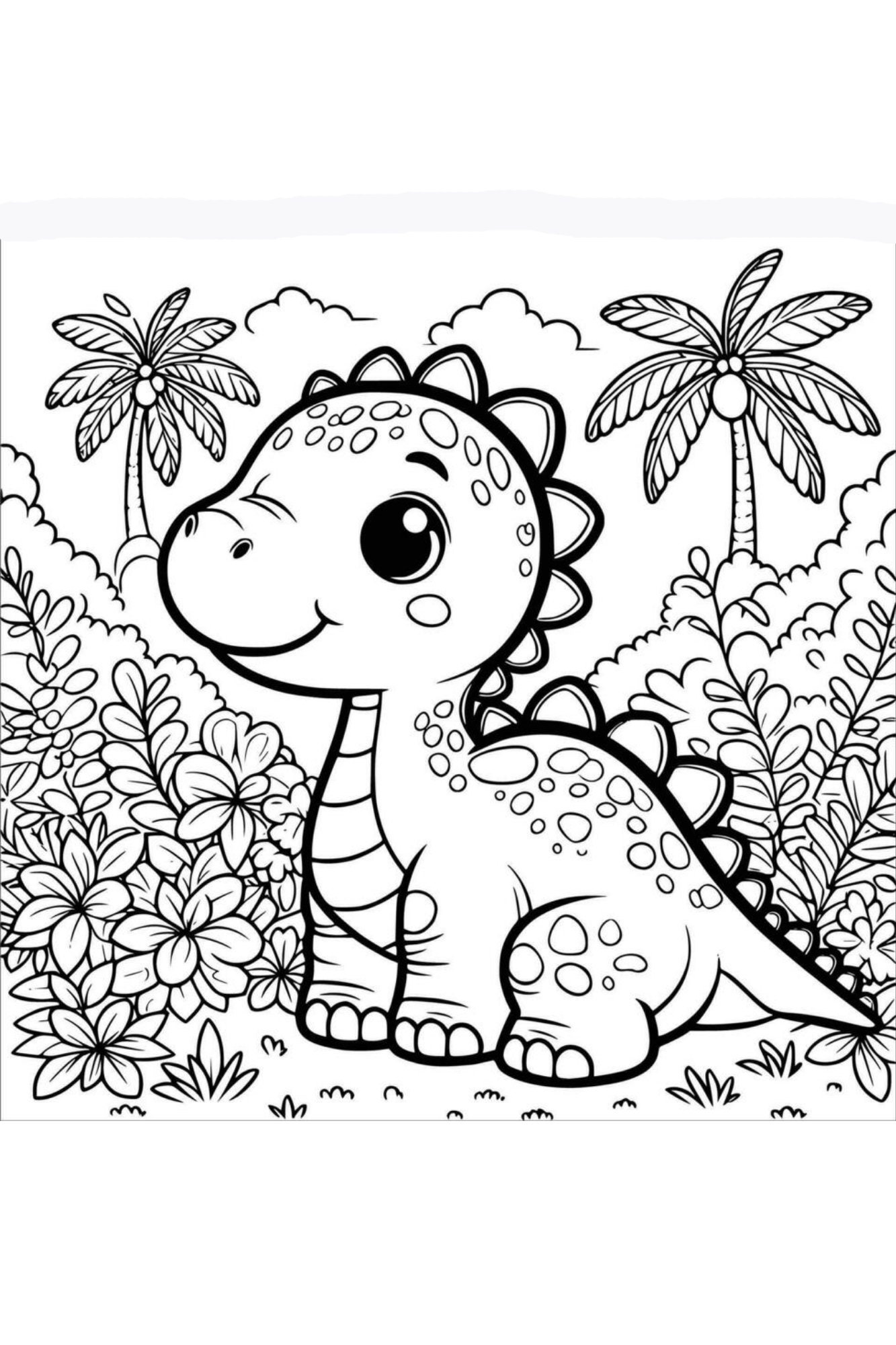 Cute Baby Dinosaur Coloring Pages for Kids & Adults Printable L ...