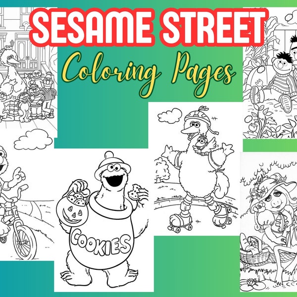 Printable Sesame Elmo Street Coloring Book l PDF l Instant Download l Birthday Activity l 100 pages l kids and adults l birthday l kawaii