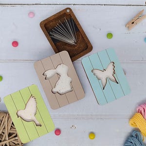 Houten naaldenetui, magnetische naaldenetui, houten naaldopberger, vak voor spelden, speldenkussenveer